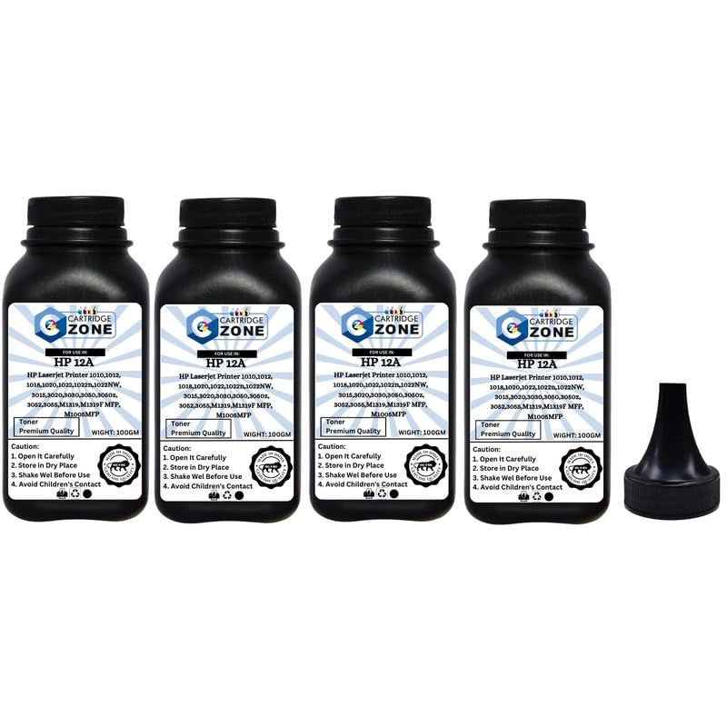 CARTRIDGE ZONE Black Refill Powder for HP 12A Q2612A Toner Cartridge for HP Laserjet M1005 MFP,1020,1010/1012/1018/1022/1022n/1022NW/3015/3020/3030/3050/3050z/3052/3055 (POWDER-4PC) (B0CWLJT7Q4) Amazon Price History, Amazon Price Tracker