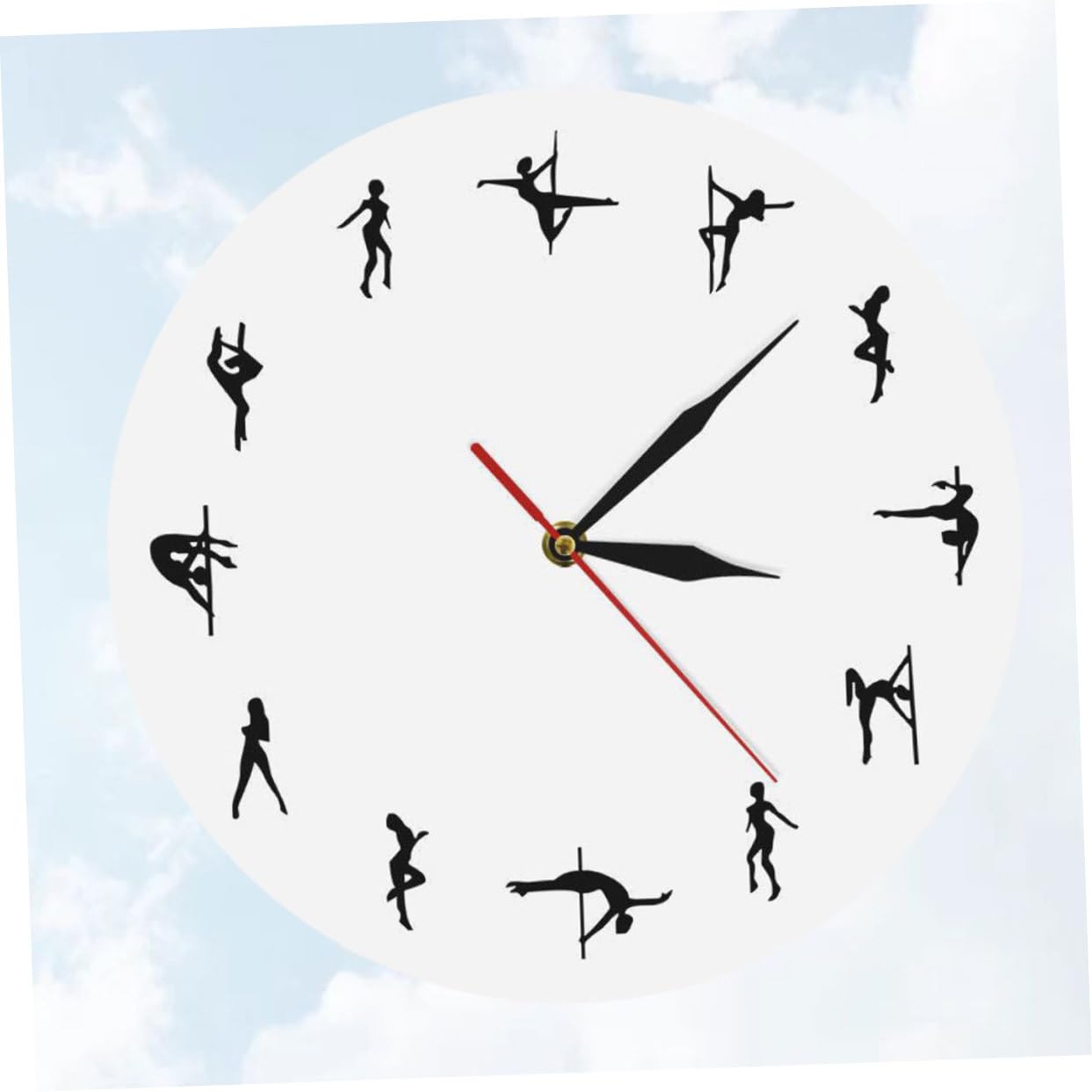 ULTECHNOVO Wanduhr mit Pole Dance Figur aus Acryl, Leise Zeiger, Weiß