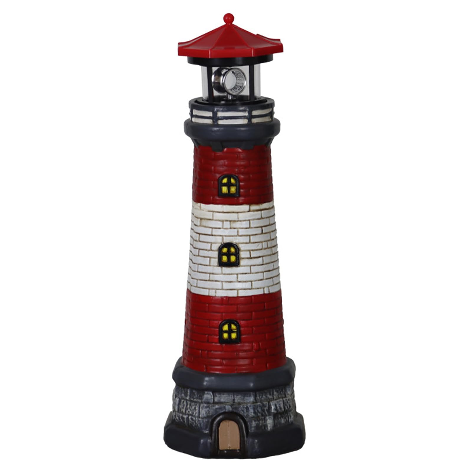 Ruiqas Solar Powered Lighthouse with Rotating Beacon Waterproof LED Lighthouse Solar Lights for Garden Landscape Patio Decor