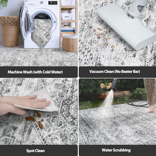 8x10 Area Rugs for Living Room Washable Bedroom Dining Room Grey - Image 5