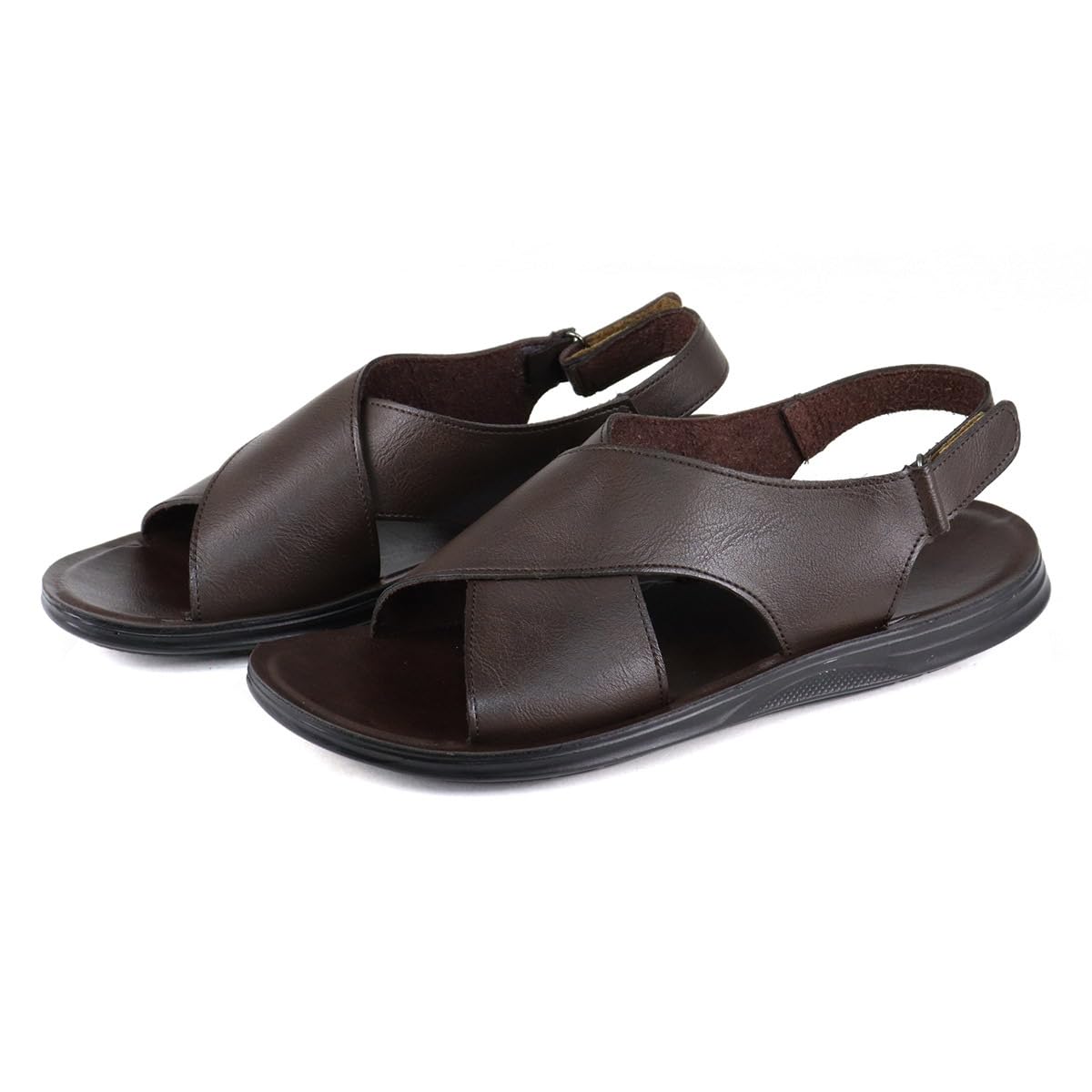 MGGMOKAY Sandalias de cuero para hombre zapatos de cuero informales de verano con diseño cruzado
