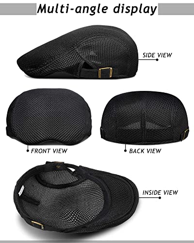 Chuarry 8 Pack Men's Mesh Flat Cap Breathable Summer Newsboy Hat Cabbie Driving Hats for Men (Multicolor) - Image 4