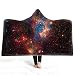 Coperta con Cappuccio Stampata Digitale 3D, Cielo stellato Calda e Morbida in Inverno Doppio Strato Spesso Peluche Gettabile Coperta Indossabile Mantello 150X200CM