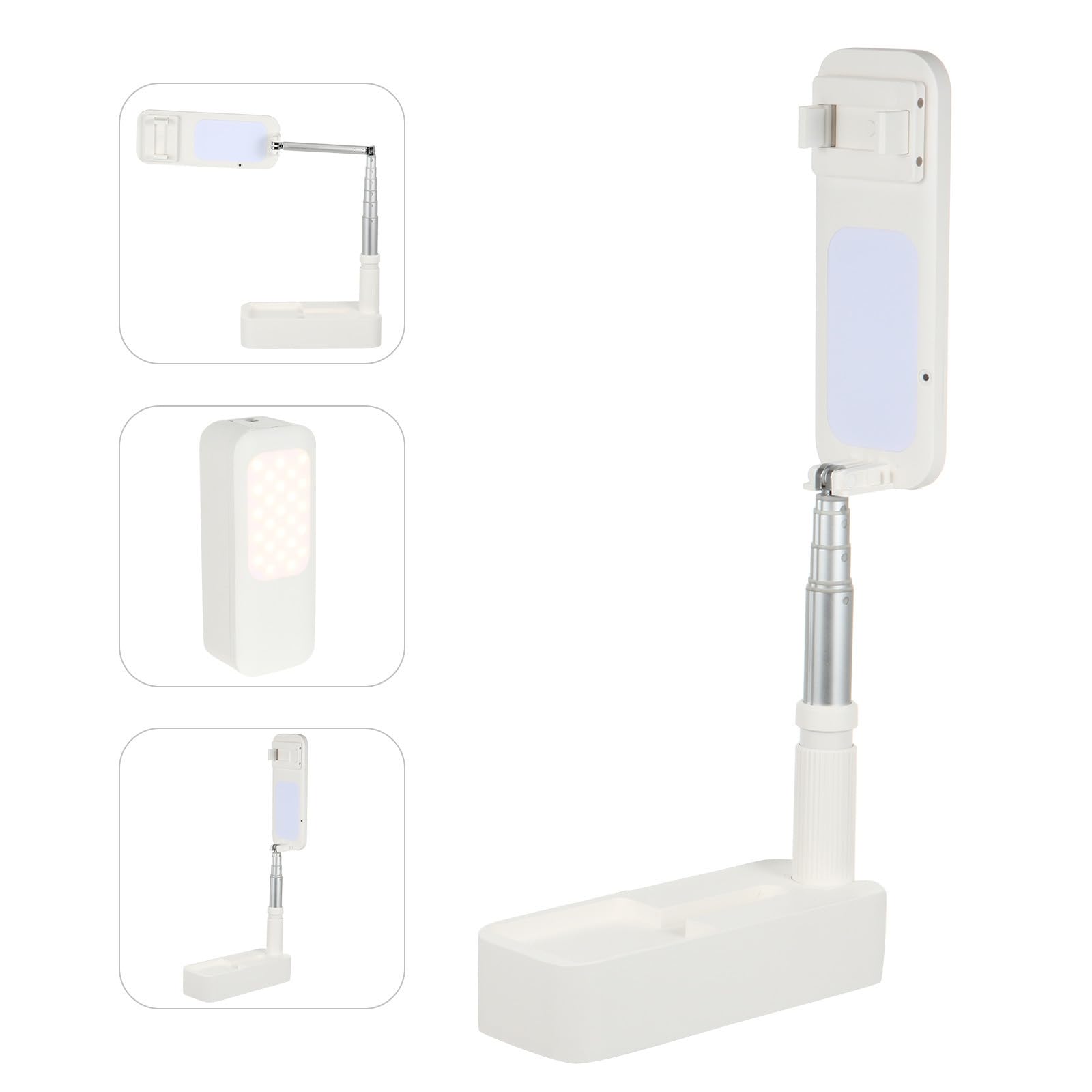 Soporte para Teléfono Móvil con Luz de Relleno, Plegable y Ajustable en Altura, Batería de 1000mah, Adecuado para Shows en y Fotografía de Retrato