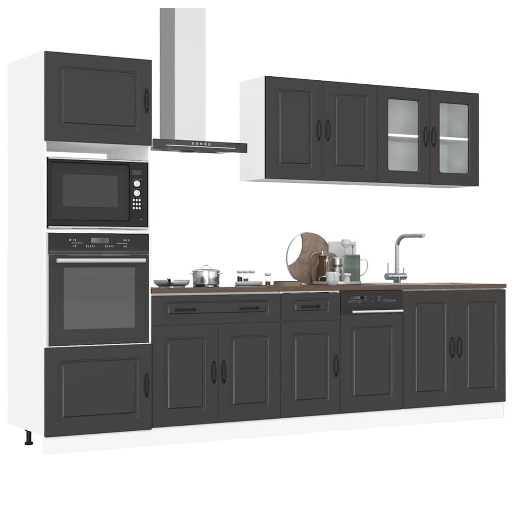 Kalmar - Juego de muebles de cocina (80 x 46 x 81,5 cm, madera con cristal, resistente, para cocina, comedor, pasillo, 7 piezas)
