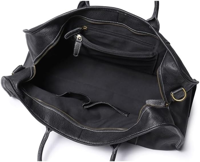 Men's Black Travel Backpack with Single Layer Leather The Front Shoulder Cross Body Design for Fitness Use