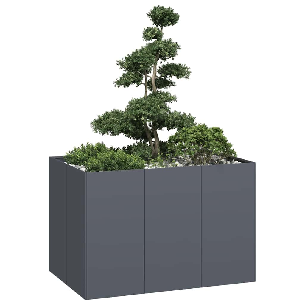 IKAYAA Raised Garden Bed Galvanised planter Bottomless Galvanised Steel Planter Box for Growing Outdoor Plants, Vegetables-anthracite-120 x 80 x 80 cm