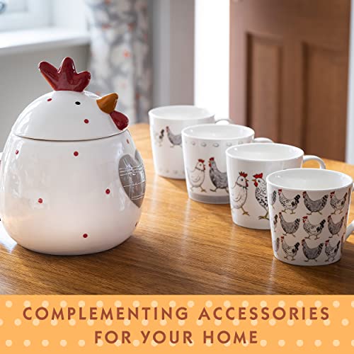 SPOTTED DOG GIFT COMPANY Kip Mokken Set van 4, Koffiemokken met Leuke Kippenpatroon, Keramische Koffiekopjes Bekers, Keuken Cadeau voor Dierenliefhebbers - 380ml - Afbeelding 6