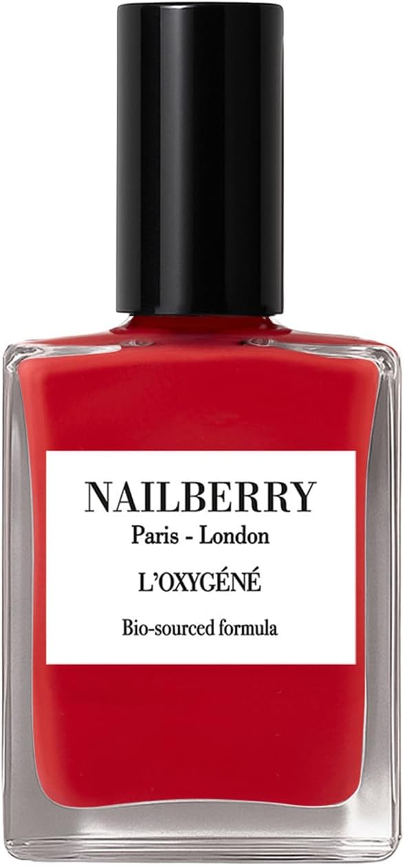 Nailberry L'Oxygéné Oxygenated Nail Lacquer | Pop My Berry | Bright Orange Nearly Red Opaque | UV Protected Long-Wear Nail Polish | 12-Free | Vegan | Certified Halal | Cruelty & Gluten Free | 15 ml