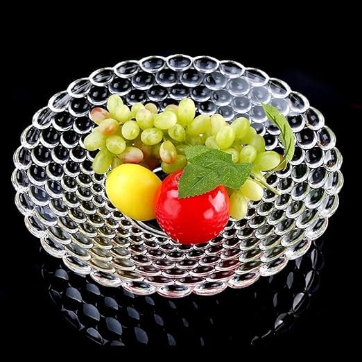 Buy HKJ House Glass Fruit Bowl Plate for Dining Table Classic Design