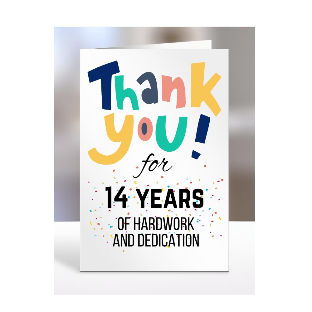 14 years Work Anniversary Card, Employee Gift, Thank You for Employee from Boss or Employer, Leaving or Retirement Present,Men, Women, Presents for Christmas, A5-86_15