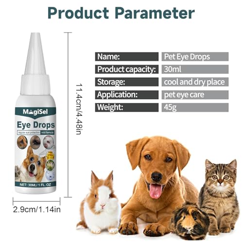 MagiSel Spezial Augentropfen für Hunde und Katzen 30 ml, Augentropfen für Hunde & Katzen mit kolloidalem Silber, Augentropfen Kolloidales Silber Hund, Augenpflege – Juckreiz, Reizung, Tränenflecken