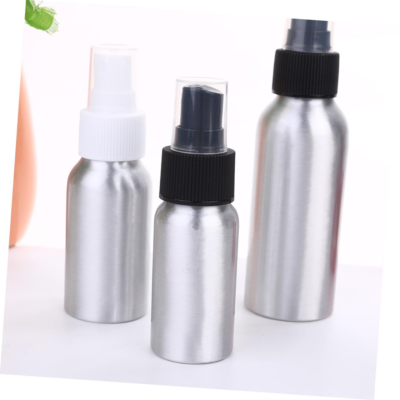 Bottiglia Spray Ricaricabile in Alluminio Nero 30/50/100ml, 3 Pezzi