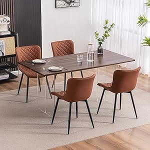 YOUTASTE Coffee Brown Dining Chairs Set of 2 Mid Century Modern PU Leather Diamond Upholstered Accent Guest Dinner Chair with Back Metal Legs for Kitchen Living Reception Waiting Room YOUTASTE Coffee Brown Dining Chairs Set of 2 Mid Century Modern PU Leather Diamond Upholstered Accent Guest Dinner Chair with Back Metal Legs for Kitchen Living Reception Waiting Room