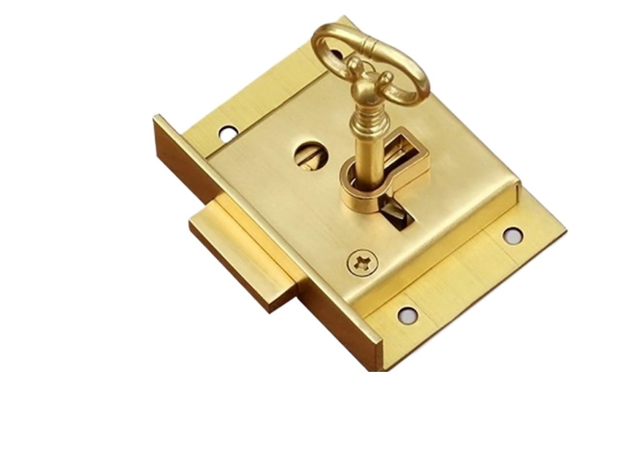 Cerradura de latón para cajones Cerradura de caja cajón gabinete latón antiguo clásico con llave cetro(L)