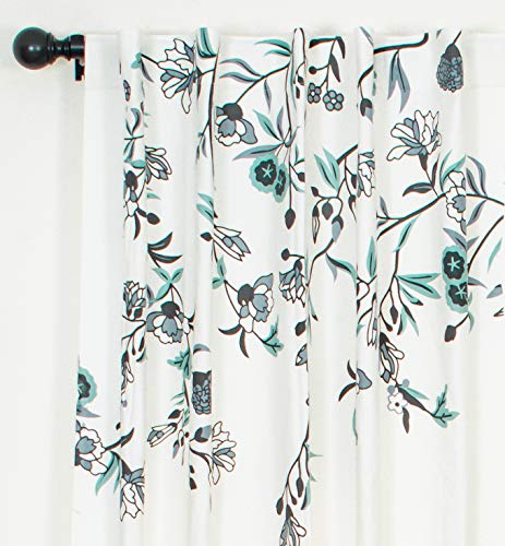 Image of Tranquebar Curtain Co. Window Curtains 5 Feet, 60-65% Room Darkening, Soft Green Floral Print, Cotton Curtains for Window, Cotton Curtains 5 Feet Long Set of 2, BackTab Loops, Eden (152 cm) - Set of 2