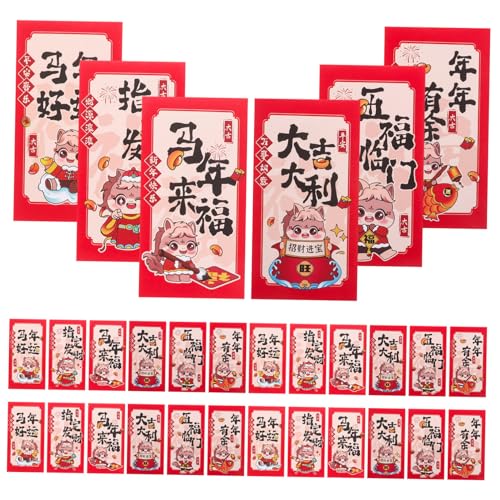 NUOLUX 90個年 干支 馬年 お年玉袋 春節 新年用 紙製レッドパケット 現やカード収納可能 多用途祝い用 おしゃれな創意デザイン 伝統パーティ