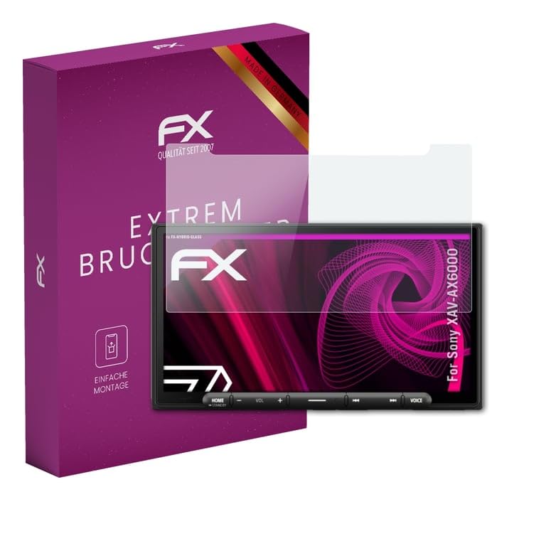 atFoliX Plastic Glass Protective Film compatible with Sony XAV-AX6000 Glass Protector, 9H Hybrid-Glass FX Screen Protector