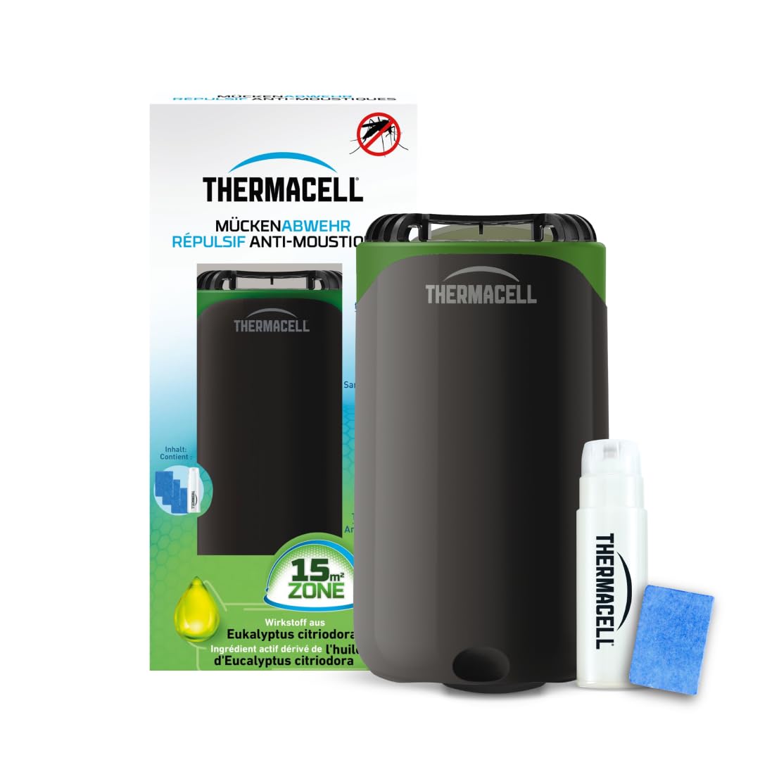THERMACELL Diffuseur Répulsif Anti Moustiques - 15m² - 12h - Noir | Sans Fil, Nomade - Extérieur, Jardin, Terrasse, Piscine - Effet Rapide, Inodore - Recharges Incluses - THNATHALONOIR