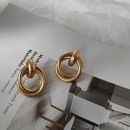 Fluidable Audrey Earrings, 18K Gold Plated Double Hoops Drop Earrings For Women And Ladies, Door knocker Earrings, Large Stud Earrings, Gift For Anniversary