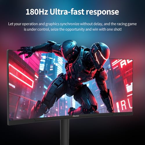 Image of 34inch Curved Monitor, WQHD (3440x1440) 180Hz Ultrawide Gaming Monitor, FreeSync /G-Sync Compatible,1ms,1500R, Support 2 HDMI & 2 DP, Equipped with LED Backlight VESA Mount(R34V Horizon)