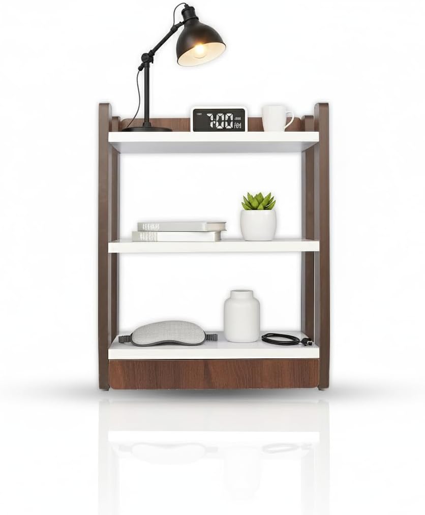 SBF Furniture Smart Wooden Shelf – 3-Tier Multipurpose Storage Rack | Compact Organizer for Kitchen, Bedroom, Desk & Bathroom | Wooden Display Stand for Books, Spices, Decor & More (BR&WH)