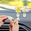 3 Pcs Daisy Flower Car Accessories for Women Mini Daisy Flowers in Glass Vase Cute Car Accessory for Rear View Mirror & Dashboard Decorations Funny Automotive Interior Ornaments Gifts White Pink Yello #3