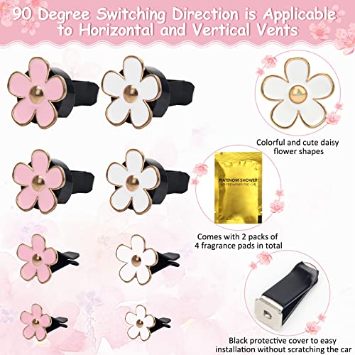 8 Pieces Daisy Air Vent Clips, Anglecai Flower Car Air Fresheners Vent Clip Cute Air Conditioning Outlet Clip Car Interior Decor Clip With 4Pcs Refill Pads #TOP5