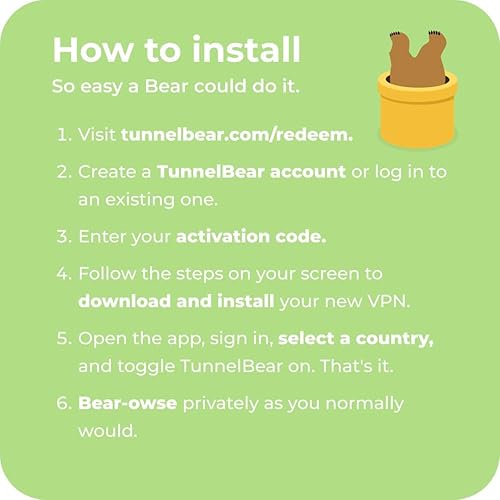 Miniatura 7 de TunnelBear VPN, Unlimited Devices, 1-Year Subscription, VPN Software for Internet Privacy, Unlimited Data, Digital Download
