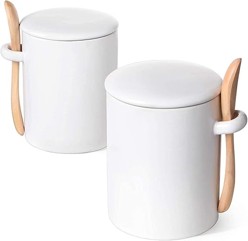 LE TAUCI Contenedor de azúcar recipientes de sal 12 onzas líquidas 118fl oz cuencos de azúcar con tapas y cuchara para cocina juego de 2 recipiente