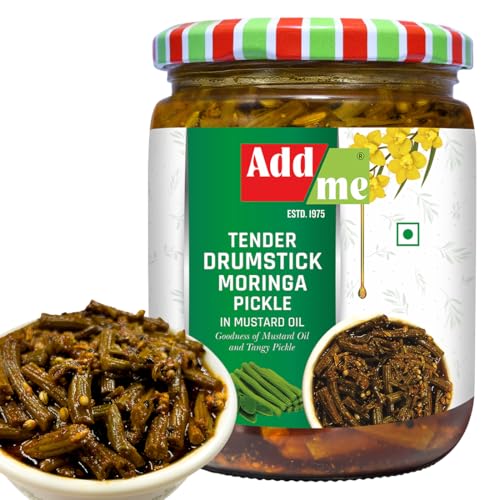 Add Me Homemade Tender Drumstick Moringa Pickle in mustard Oil 500g, sehjan ka achar 500gm Glass Pack
