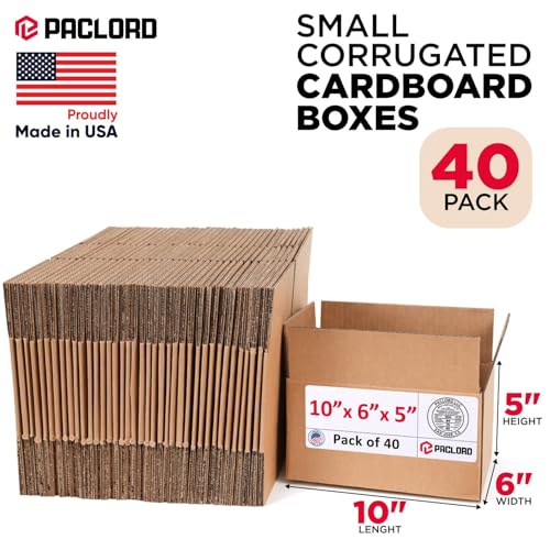 Image of Small Cardboard Boxes 10 inchL x 6 inchW x 5 inchH (Pack of 40) - USA-Made Packing Boxes for Moving, Shipping, or Storage - USPS, UPS, FedEx Approved - Professional Packing Supplies for Moving | USA-Made Packing Boxes for Moving, Shipping, or Storage - USPS, UPS, FedEx Approved - Professional Packing Supplies