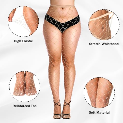 Littleforbig High Waist Tights Fishnet Mesh Net Stockings 3 Pairs2