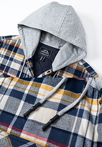 Tacvasen Flannel Jackets For Men Cotton Lightweight Hooded Buttons Shirts Casual, Yellow, 2Xl #TOP3