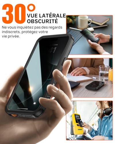Coque iPhone 16 Pro Anti Espion Étanche pour Éviter Casser Écran Choc