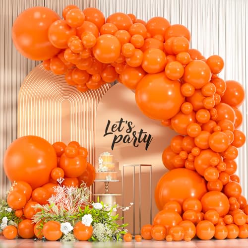 Image of 114pcs Orange Balloons Kit - 18 /12 /10 /5 Inch Latex Balloon Garland Arch Set for Halloween, Thanksgiving, Birthday & Boho Baby Shower Decorations