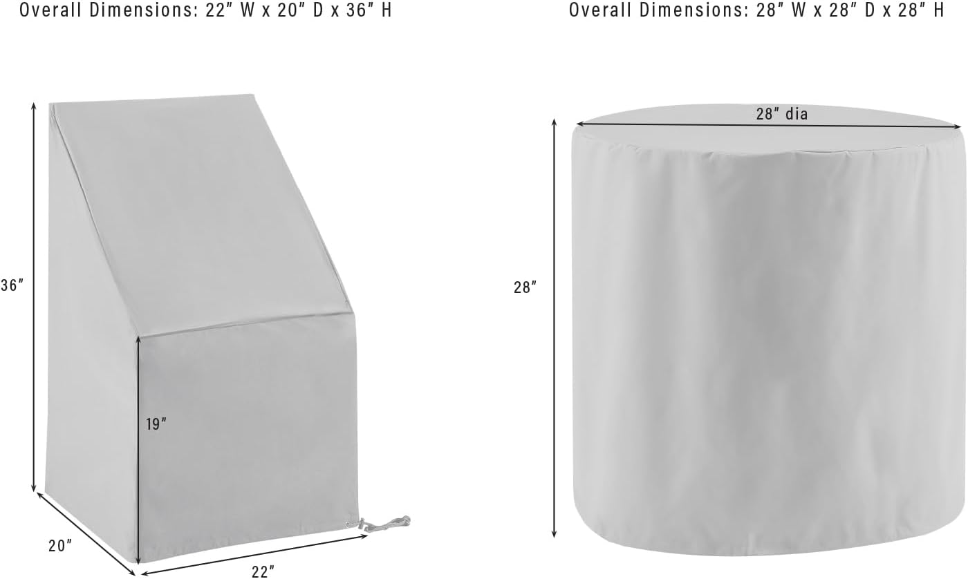 Crosley Furniture Patio Furniture Covers, Waterproof 3-Piece Cover Set for Outdoor Chairs and Bistro Table, Tan