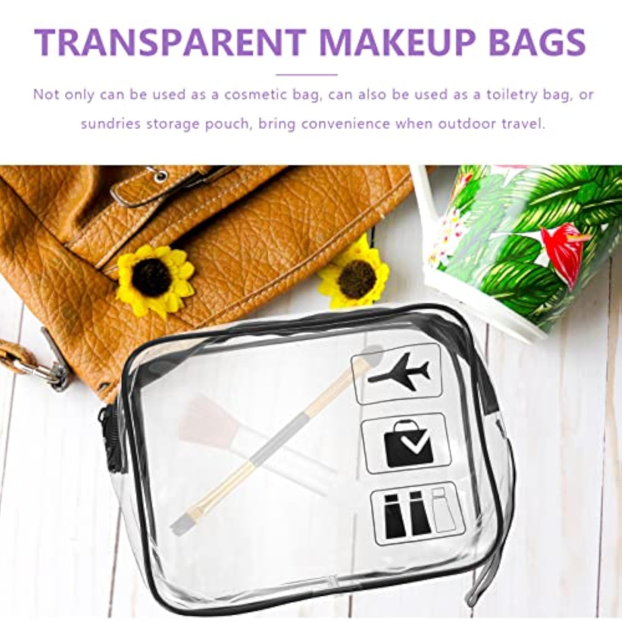 3pcs Clear Makeup Bags Airport Security Liquids Bags