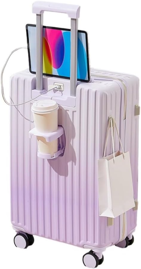 [Nihig] スーツケース グラデーション usbポート付き カップホルダー 大容量 PC材質 機内持ち込み 軽量 可愛い 小さめ