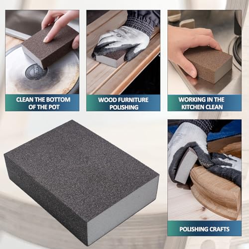 Luomorgo Conjunto de 6 peças de esponja de lixa de 100 grãos, conjunto de blocos de lixa de esponja