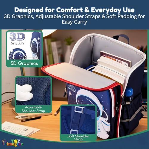 Image of Toy Imagine Kids School Bag for Boys & Girls | 180 Zipper Lightweight Large Capacity School Backpack | 3D Cartoon Design | Comfortable School Bag (Age 7-14 Years)