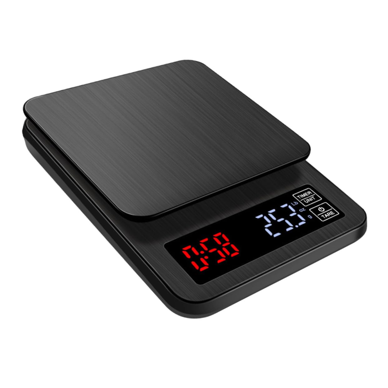 POPETPOP 5kg Bilancia Elettronica per Caffè con Timer Bilancia Digitale da Cucina con Sensori di Precisione Peso Massimo Display LED Facile da Trasportare Nero