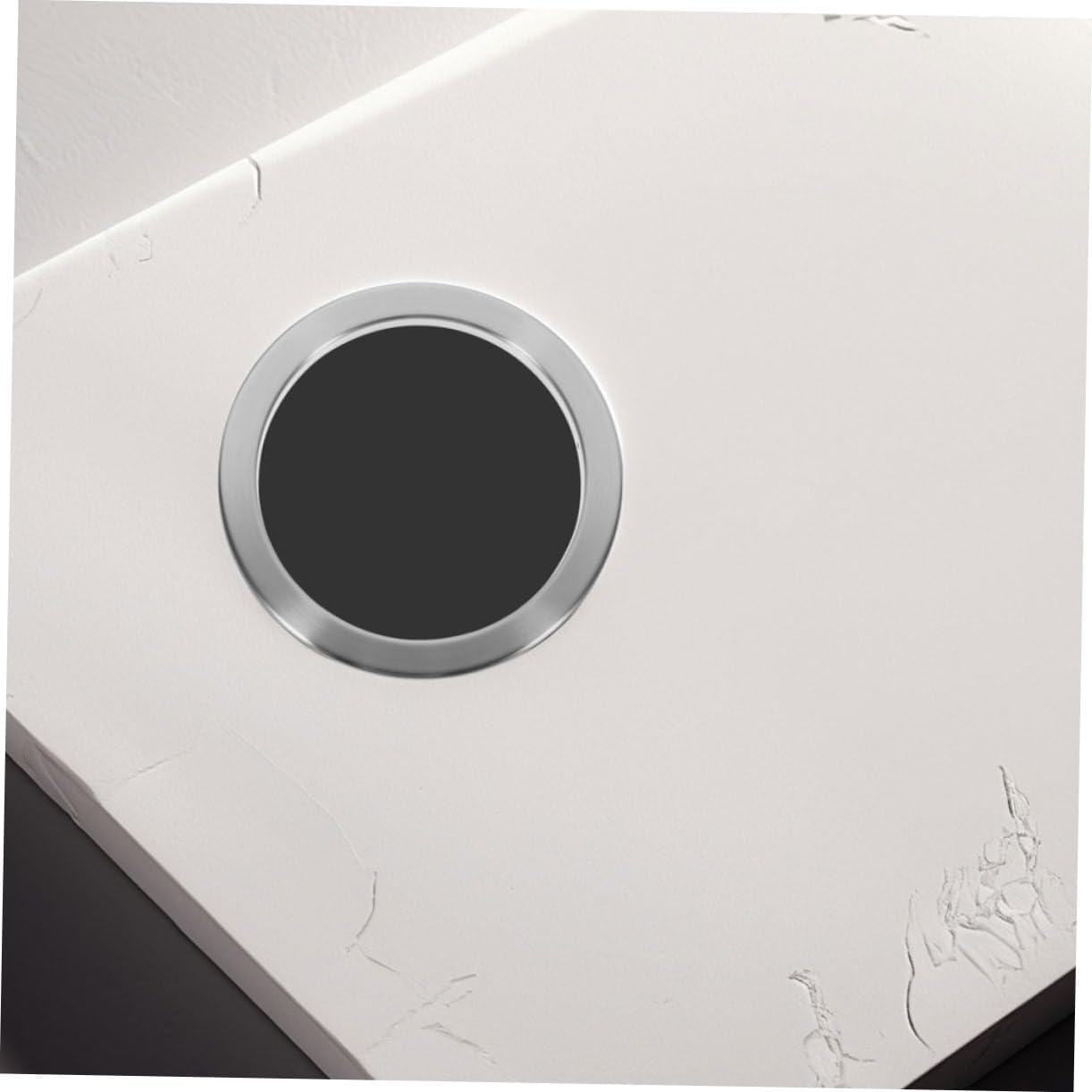 PRETYZOOM Stainless Steel Flush Mount Trash Can Lid for Kitchen Countertop Swing Top Garbage Can Cover Grommet Hidden Bin Edge Protector