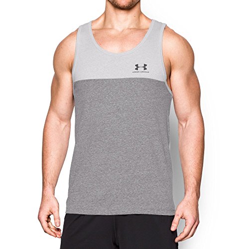 Under Armour Mens UA Tri-Blend Tank Top Greyhound Heather/Asphalt/Stealth Gray LG