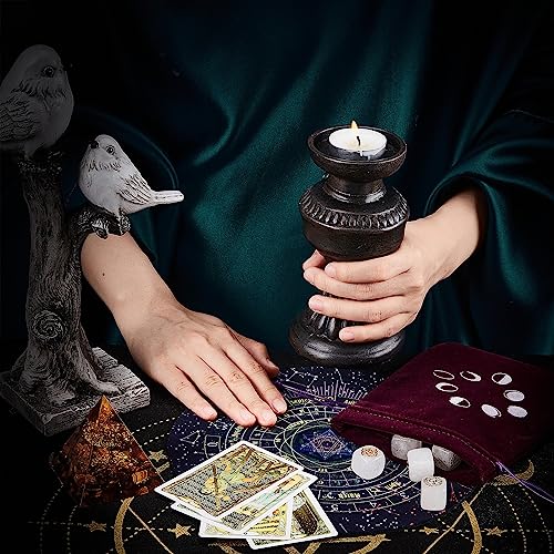 CREATCABIN Pentagram Altar Cloth Kit Tapestry Tablecloth Pendulum Mats Divination Pad Spiritual Cloth With Tarot Card Bag Square Celestial Tarot Witchcraft Supplies Witch Decor for Witch 19.29 Inch - Image 3