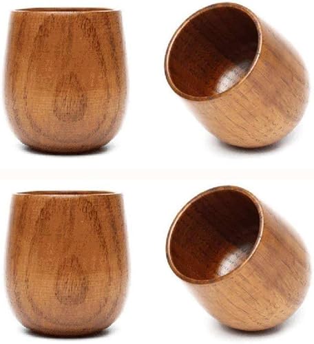 Miniatura 2 de JKLcom Tazas de té de madera de grado superior, taza de té de madera maciza natural, paquete de 4, tazas de té de madera, taza de café, taza de vino