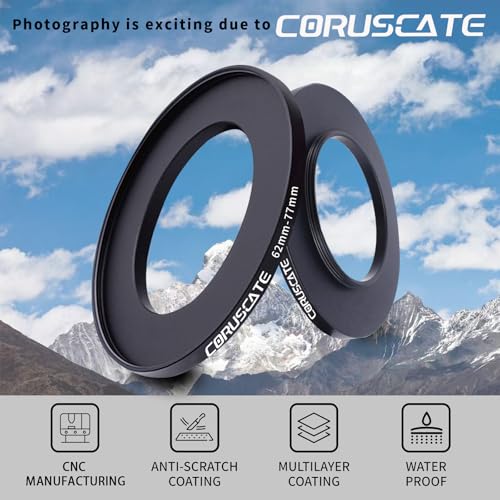 62mm lnes to 77mm Camera Lens Adapter,Camera Step-Up Ring Filter,Change The Filter or Lens Size from 62mm to 77mm.Compatible All 77mm Thread Filter Accessory+Lens Cleaning Cloth - Image 2