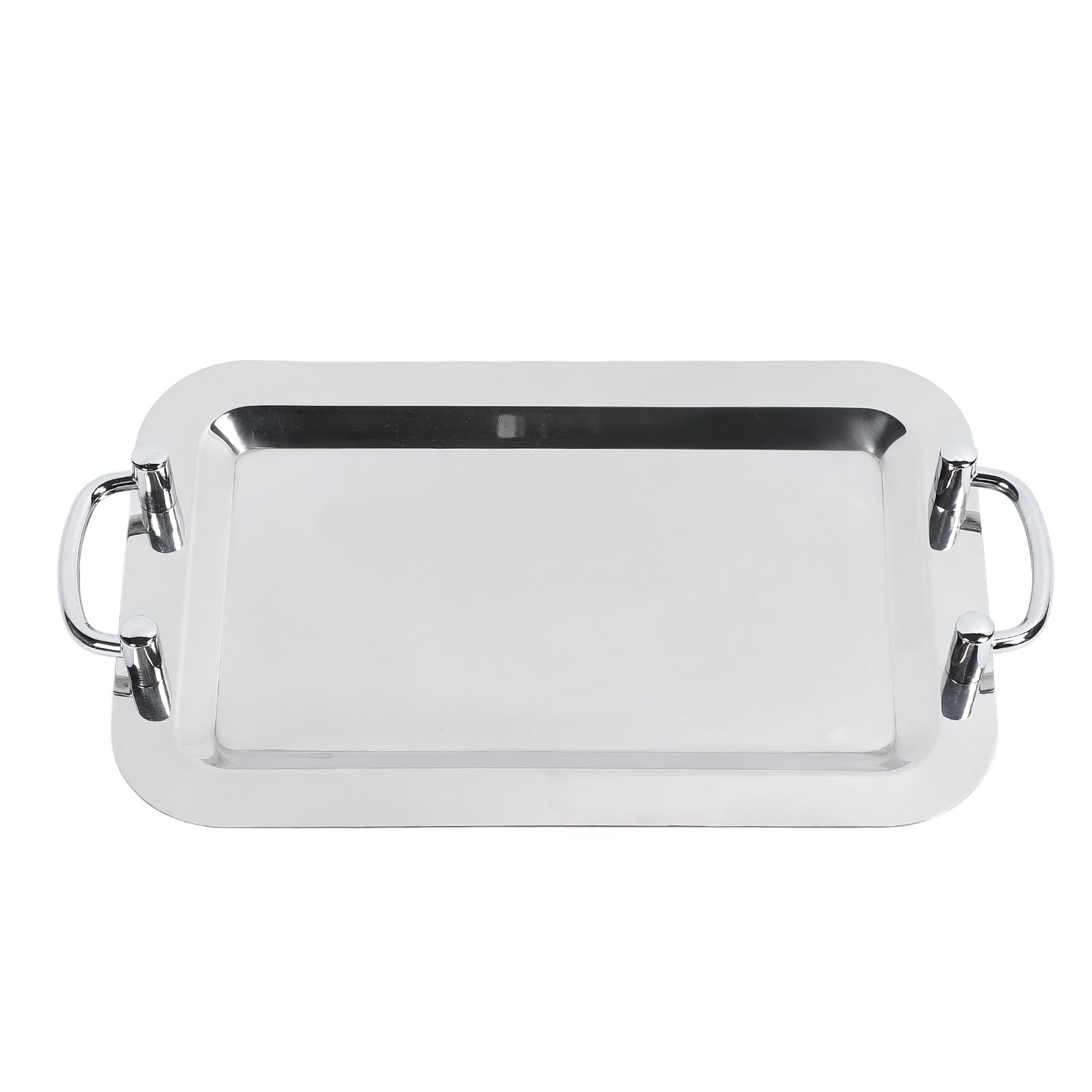 Platos de Buffet de Acero Inoxidable, Bandeja para Servir con Acabado de Espejo, Bandeja Organizadora con Asa, Ideal para Hoteles, Restaurantes y Recepciones de Bodas (Rectangular (Largo