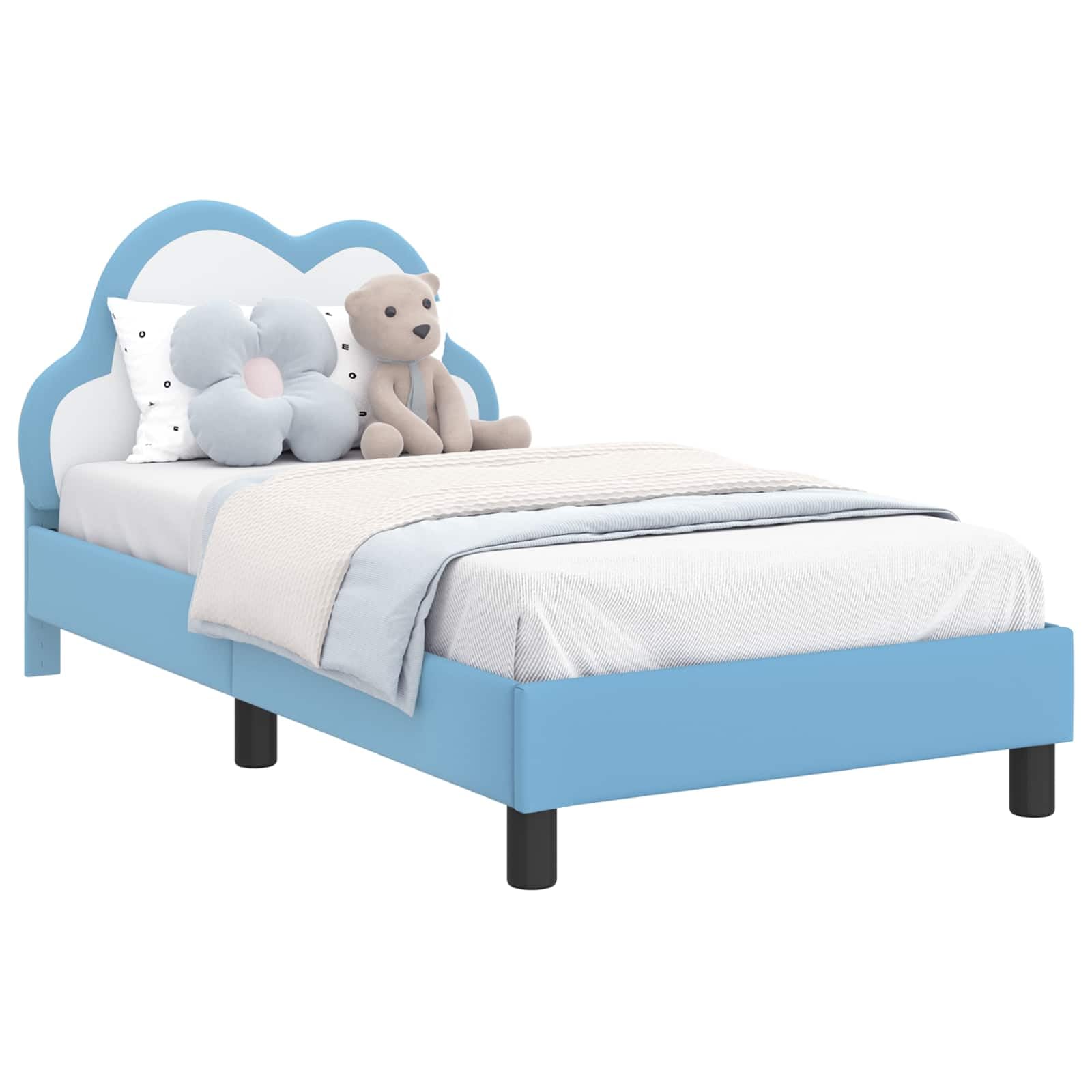 vidaXL Struttura Letto Bambini con Testata Blu 80 x 160 cm PU, Camera Elegante, Letto Minimalista, Spazio di stoccaggio, Design Moderno, Funzionale per Interni