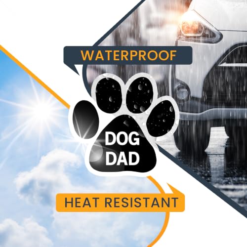 Image of Dog Dad Pawprint Car Magnet 5 Inch 2 Pack, Dog Lover Gift | Heavy duty magnetic decal for car, truck, SUV or fridge, full color UV printed